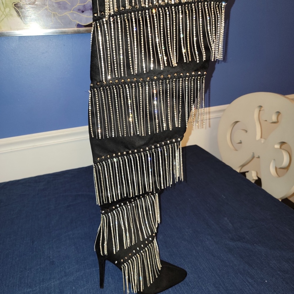 BLACK AKIRA THIGH HIGH BOOTS BY AZALEA WANG